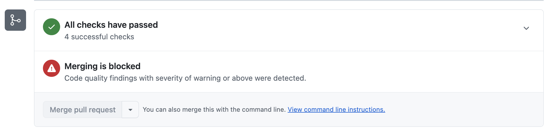 Screenshot of the merge block banner in the Checks section of a pull request.